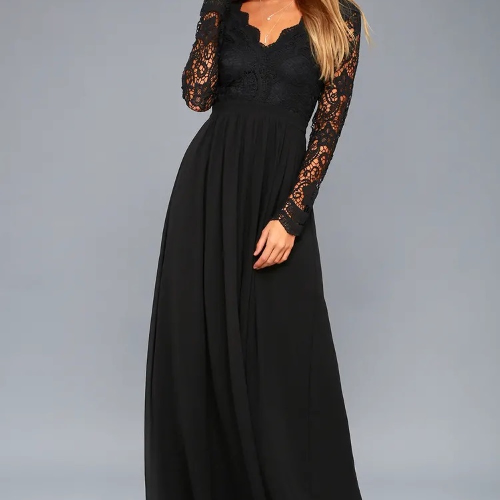 NWT Lulus black lace open back formal dress M 6-8